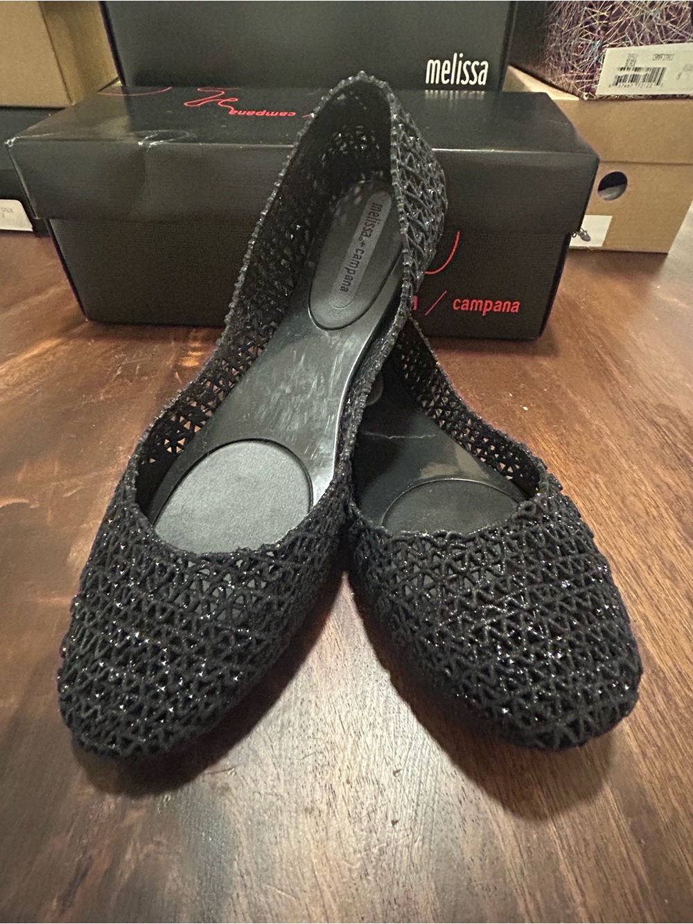 Melissa Campana Black Jelly Flats NWT